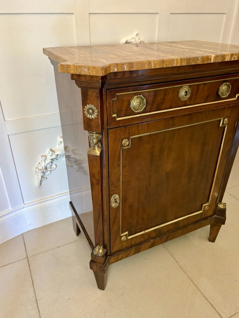 Antique 19th Century French Quality Figured Mahogany Marble Top Side Cabinet - Image 7